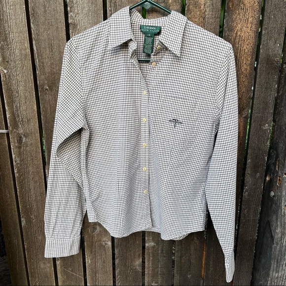 Lauren Ralph Lauren Checkered Monogramed Button Down Boys Shirt Sz S - Picture 6 of 11